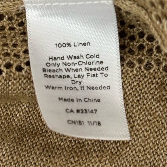 Talbots 100% Linen Cardigan Sweater Plus size 1X Neutral Tan Lightweight - Picture 7 of 7